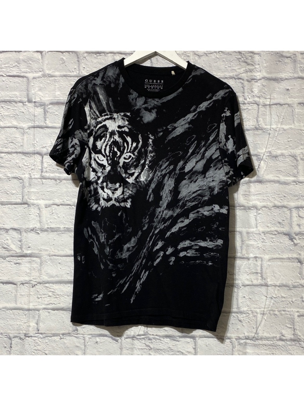 Guess Black T-Shirt with Gray Tiger Motif